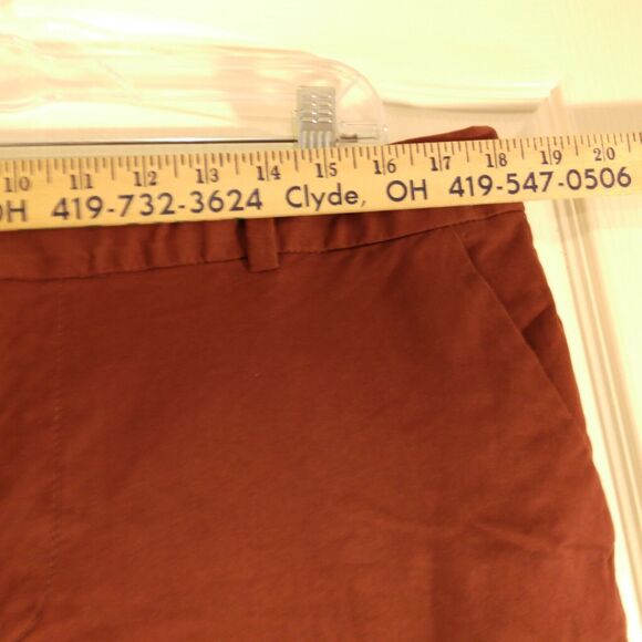 Eddie Bauer dress pants womens 14 36x24 burgundy red flat front stretch crop - Picture 3 of 9